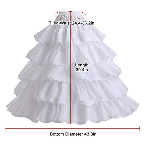 Meilimiyu Full Shape Hoop Skirt 5 Ruffles Layers Ball Gown Petticoat Underskirt Slip For Wedding Dress Adjustable Waist #TOP3