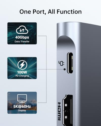 Image of USB C Adapter HDMI Hub for MacBook Neo /Air /Pro 2026-2018 Multiport Dongle | 7-in-2 MacBook Accessories Dongle,HDMI 4K@60Hz, Thunderbolt, 10Gbps USB-C /A data, SD /microSD reader, 100W PD, Plug & play.