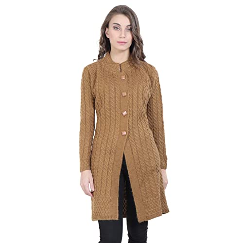 Image of HAUTEMODA Women's Wool Banded Collar Cardigan