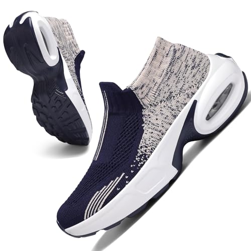 Mesh Sneakers for Women - Non Slip, Slip On, Sock Sneakers - Light Weight, Air Cushion Running, Work Shoes