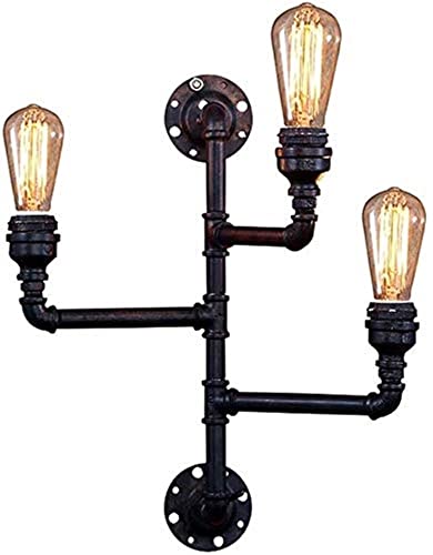 Cucciolo Rubinetto Cucina, 3 luci Vapore Tubo d'Acqua in Metallo Industriale, del Ristorante, corridoio, Ferro battuto, Lampada a Parete E27