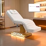 Full Electrical Massage Table, 3 Motors Facial Chair with Remote＆Foot Controller,Tattoo Chair for Esthetician with Memory Foam Pillow,Beauty Bed with Removable Headrest for Spa,Salon,Waxing (White)