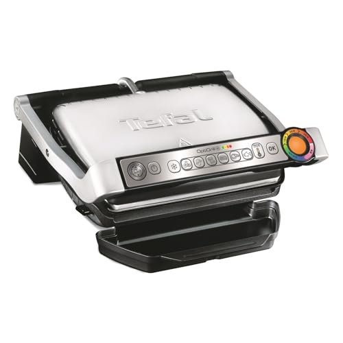 Foto von Tefal OptiGrill & Bake Kontaktgrill mit Backschale, 6 Programme, Garstufenanzeige, Abnehmbare Platten, Elektrogrill, Edelstahl, GC714D10