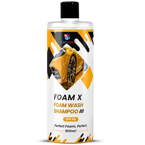 Image of CAR SAAZ Foam X Car & Bike Wash Liquid 200ml | Premium High-Foaming Shampoo | Snow Foam Wash Shampoo for Ultimate Clean & Shine | pH Neutral, Thick Suds, Highly Effective