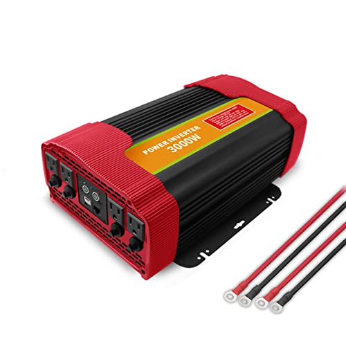 BYGD Inversor de corriente para automóvil, con certificación ETL de 12 V a 110 V CA, convertidor de potencia de batería con 2 salidas de CA y 2 puertos USB de carga rápida para actividades al aire