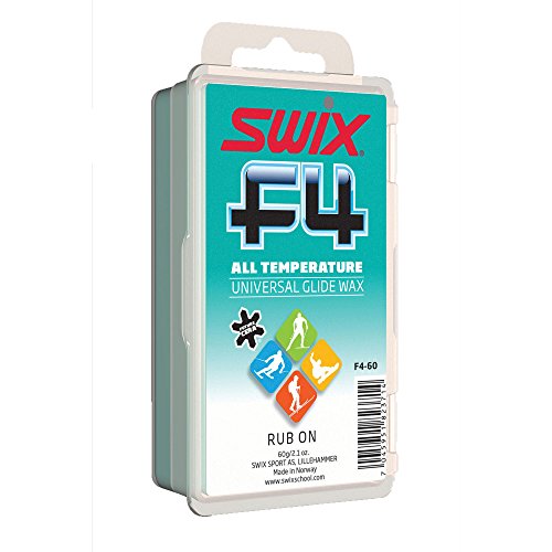 Swix F4 All-Temperature Rub-On Glide Wax with Cork for Skis, Snowboards, 60g