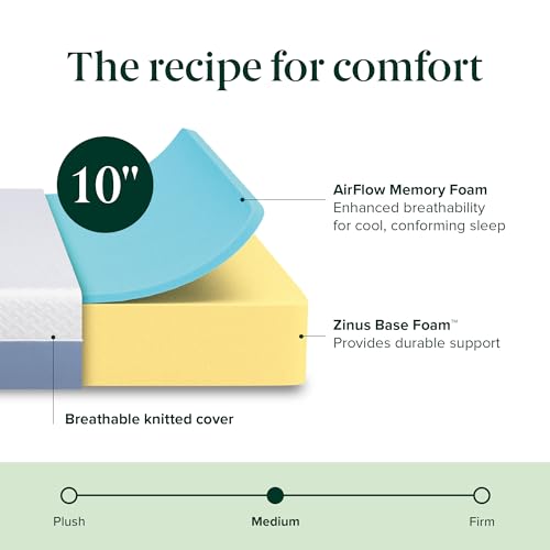 image for ZINUS 10 Inch Cooling Essential Memory Foam Mattress [New Version], Tw