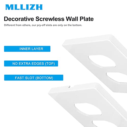 Mllizh 1-Gang Screwless Decorative Wall Plates, Stander-Size Unbreakable Thermoplastic Faceplate Cover For Decorator Receptacle Outlet Switch, White (10 Pack, Single Duplex-White) #TOP1