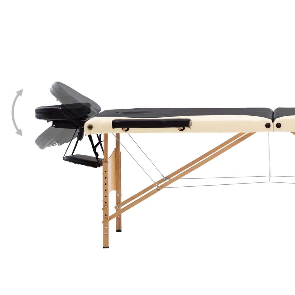 Générique Table de Massage Pliable 3 Zones Bois Noir et Beige,Santé & beauté,Hygiène personnelle,Massage & Relaxation,Tables de Massage,Noir,18.45 KG,110213