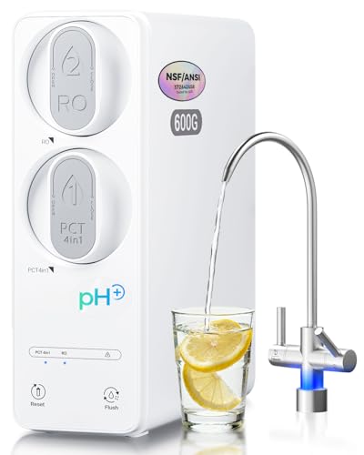 Ecoviva 600GPD Reverse Osmosis System, RO Under Sink Water Filter System, Tankless, Lower TDS, 2.5:1...