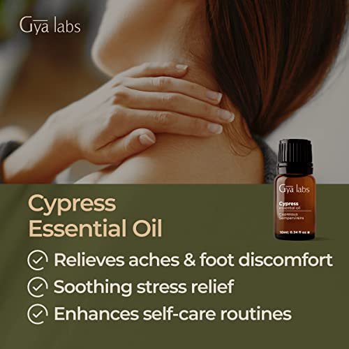Gya Labs Pure Cypress Essential Oil (10Ml) - 100% Natural Therapeutic Grade Cypress Oil Essential Oils For Varicose Veins, Diffuser & Aromatherapy #TOP2