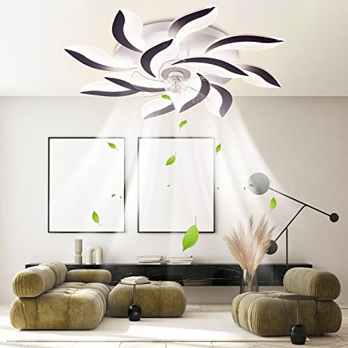 39″ Ceiling Fans with Lights, Modern Dimmable LED Flush Mount Ceiling