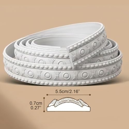 Molduras de pared PVC impermeable pintable blanco de 7M 3