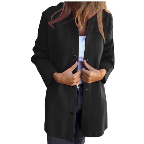 Jackets for Women Single Breasted Hooded Jackets Casual Lightweight Jacket Trench Coat Warm Winter Outwear Peacoat - Main Image