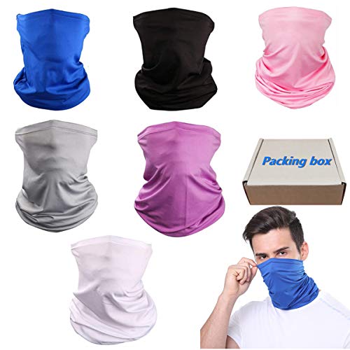 Bufanda protectora solar y protección UV BO&CHAO, resistente al polvo y al viento, tela suave de alta calidad, Color sólido/6 unidades.