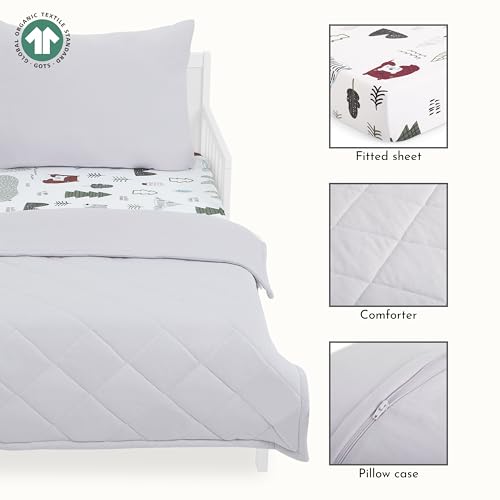 Image of Evolur Grizzly Bear 3 Piece Toddler Bedding Set, Super Soft and Breathable Toddler Bedding, Machine Washable, Includes Fitted Sheet, Comforter and Pillow Case