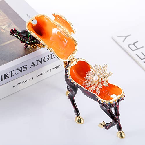Ingbear Black Horse Figurine Hinged Trinket Boxes, Unique Gift For Mother's Day, Hand-Plated Enameled Jewelry Box, Animals Ornaments For Home Decor. #TOP4