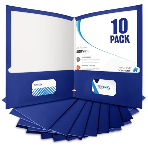 BIBRADAA® 10 Packs Blue Folders,Paper Folder Surface with Waterproofing,Letter Size,Holds 100 Plus Sheets,for School,Office,Business. (10, Blue)