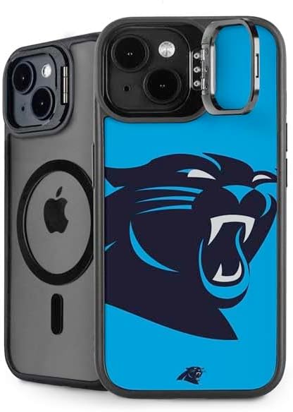 Skinit Kickstand Phone Case Compatible with iPhone 15 Plus - Officially Licensed NFL Carolina Panthers Distressed Design