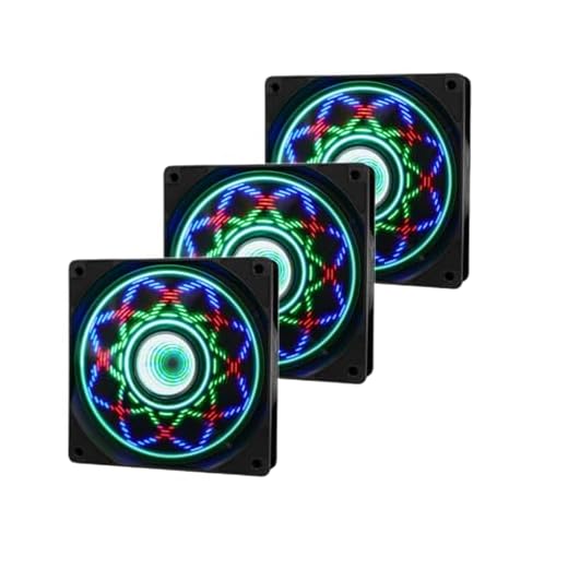 120mm RGB Case PC Fans Cooler Fan 1600 RPM Low Noise Cooling Fan Blade LED Lighting Glows Dynamic Multi-Graph Cycle 3 Pack