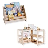 Montessori Bookshelf + Small Toy Shelf + Corner Toy Shelf, Wooden Shelf, Kids Bookcase, Toy Storage, Kids Furniture, Montessori Shelf (Bookshelf + Corner)