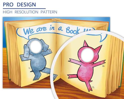 Cartoon Elephant and Piggie in a Book Face Cutout Photo Backdrop 5 x 3.3 FT - Children’s Book Theme Birthday Party Photography Backdrop for Boys Girls, Funny Reading Event Photo Prop - Image 5