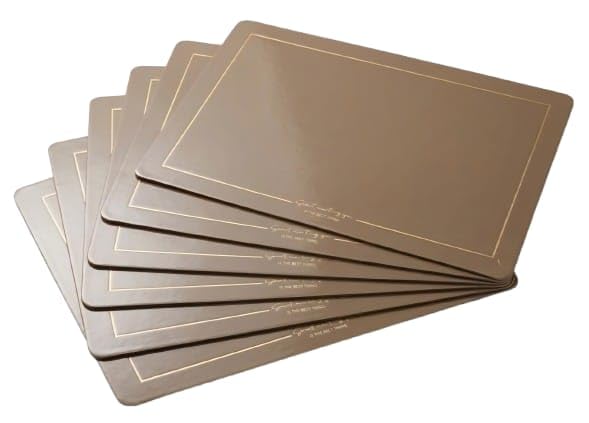 Image of Dribble Premium PU Leather Placemats Set of 6, Double Layer Waterproof Heat Resistant, Non-Slip Easy Clean Dining Table Mats for Kitchen, Dining & Office Desk, Reversible & Smooth Finish (Beige)