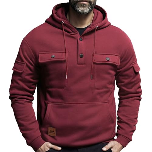Zip Up Hoodie Men Fleece Long Sleeve Military Sweatshirt Plus Size Vintage Tactical Cargo Sweatshirts with Pockets
