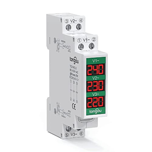Weytoll Medidor de tensão trifásico 80~500V Voltímetro modular 3 LED Display digital Medidor de tens