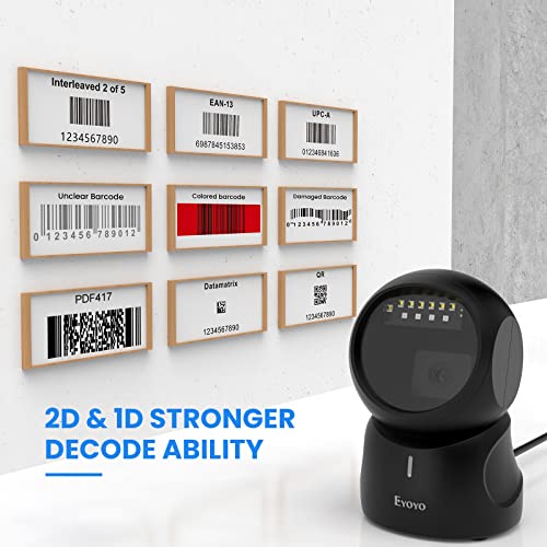 Eyoyo EY-5500 Barcode Scanner, Qr 2D Hands-Free Omnidirectional Automatic Sensing Scanning Usb Desktop Barcode Scanner thumb #2