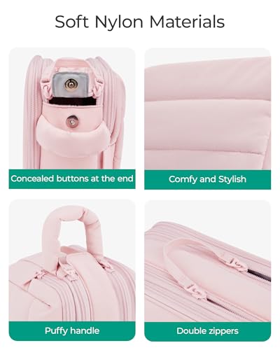 BAGSMART Travel Toiletry Bag for Women, Puffy Cosmetic Makeup Bag Organizer, Large Wide-open Travel Organizer for Toiletries, Dopp Kit Water-resistant Makeup Case for Accessories-Camel4