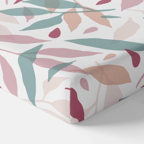Image of LORETO - A QUALITY LINEN BRAND 210 TC 100% Pure Cotton King Size Fitted Bedsheet with 2 Pillow Covers for 78 x 72 Inch Mattress, All-Around Elastic, 8 Inch Deep Pocket, Pink Leaf Whisper