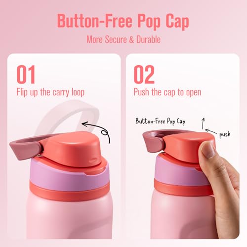 Image of Coolflask MegaSip Insulated Water Bottle with Straw, Stainless Steel Water Bottles Leak-Proof, 24+ Hours Cold, BPA-Free Dishwasher Safe, Water Flask for Sports Gym Work Office 32 oz, Blush Pink