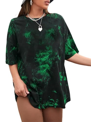 Image of Remidoo Women's Casual Oversized T Shirt Short Sleeve Graphic Tee Letter Tie Dye Shirts