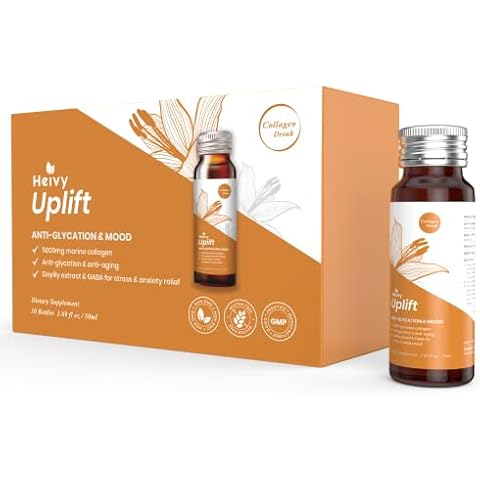 Heivy Liquid Collagen, Collagen Drink, Marine Collagen, Collagen Liquid for Women for Weight Loss, Hair Growth, Skin Repair, Mood&Sleep, 1.69 Fl Oz (Pack of 10), Collagen Drink for Uplifting Cover