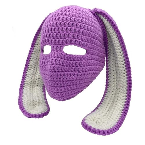 Bonnet tricoté oreilles de lapin anti froid pour accessoire mignon