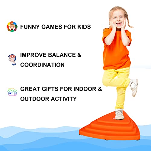 Iroo Balance Stepping Stones For Kids, Non-Slip Colorful Stones Toys For Coordination And Gross Motor Development Play Indoor And Outdoor, Unique Gifts For Boys Girls [Up To 220 Pounds] (6Pcs) #TOP4