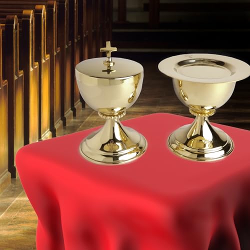 Needzo High Polished Brass Chalice,Paten and Ciborium Set, Catholic Church Communion Supplies, 5.75 Inches by Needzo - Image 4
