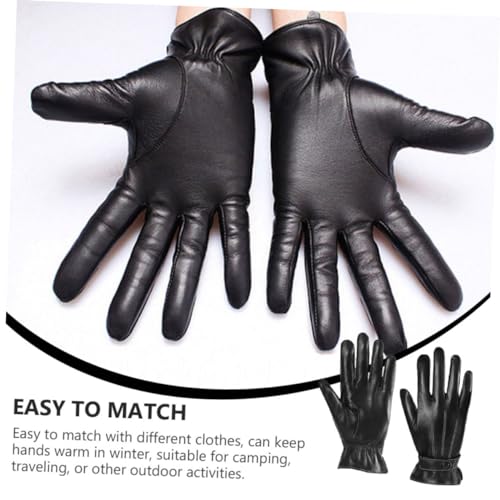 Guantes de conducción contra manos heladas con cuero PU impermeable 7