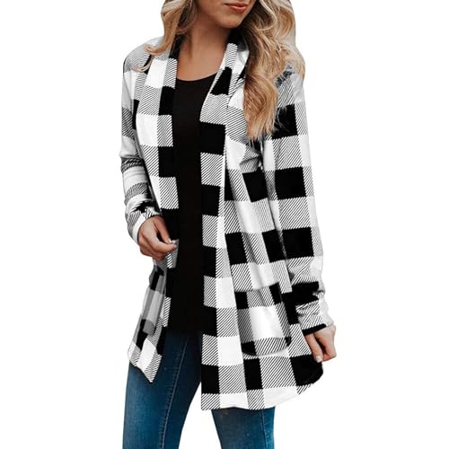 Cardigan à carreaux élégant et fluide | Maille douce à poches