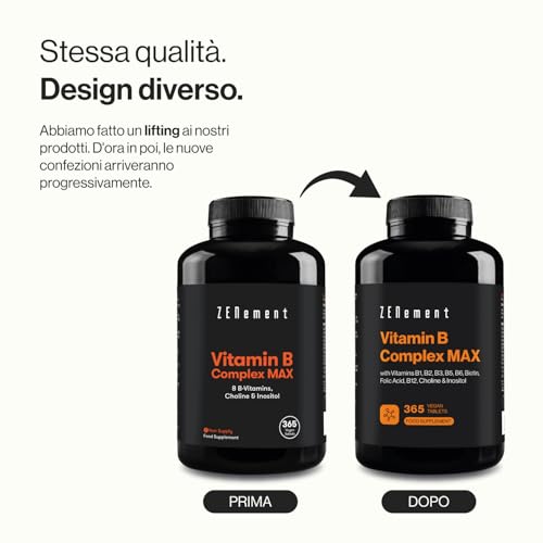 Vitamina B Complex Alto Dosaggio, 365 Compresse Vegane di Vitamine B (Scorta per 1 Anno) Vitamine Gruppo B con Biotina, Vitamina B6, B9, B12, B1, B2, B3, B5, Multivitaminico Gruppo B - 6