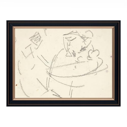 Vintage Framed abstract embracing couple Wall Art Canvas Print Oil