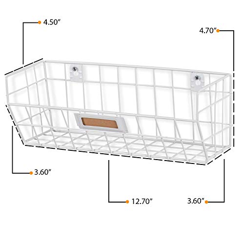 Wall35 Macon Wall Mounted Metal Wire Baskets For Kitchen Organization And Storage, Hanging Fruit Basket Set Of 2 White #TOP5