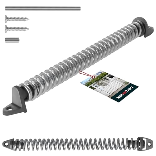 KOTARBAU® Ferme-porte de jardin 28 cm - En acier galvanisé - Argent - Ressort de traction - Ressort de fermeture de porte extérieur
