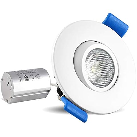 Luxrite 2 Inch Gimbal LED Recessed Light with Junction Box, 5W, 4000K Cool White, 400 Lumens, Dimmable Downlight, Energy Star & IC Rated, Damp Location - Adjustable Recessed Lighting Cover