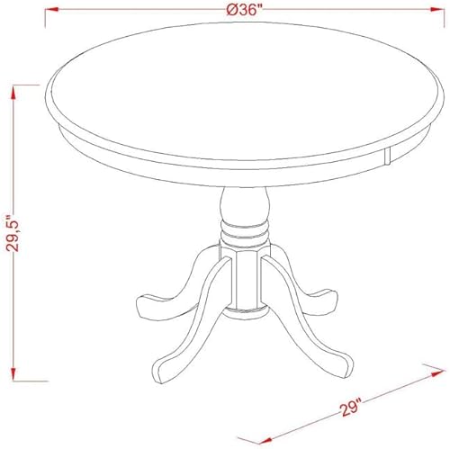 Miniatura 12 de East West Furniture AMT-NLW-TP mesa de comedor Blanco natural y