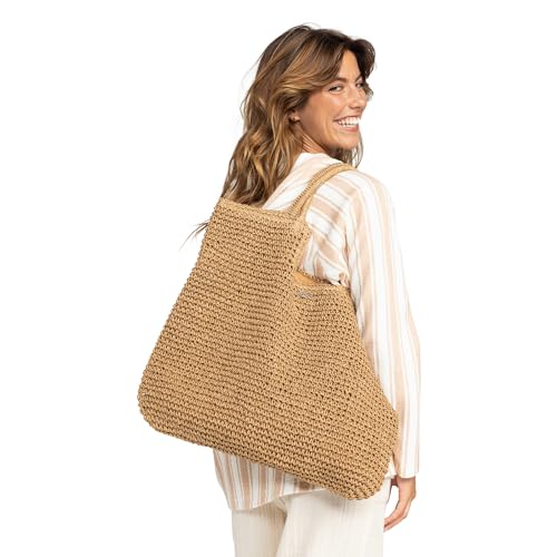 Image of Roxy Women's Beach Tote Bag | Travel | Vacation | Straw | Lightweight | Breathable, Coconut Pie - Natural