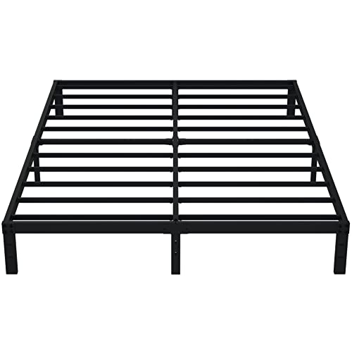 EMODA Queen Bed Frame No Box Spring Needed 10 Inch Heavy Duty Metal Platform BedFrame Queen Size with Steel Slats, Easy Assembly, Black by EMODA - Used condition - CA$94.68