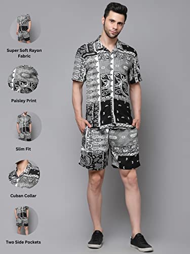 Image of Rigo Printed Co-Ord Set for Men's | Casual Shirt & Shorts Night Suit Set | Lounge-wear Nightdress Pajama Set for Men's | Night Wear, Beach Wear, Vacation Wear Outfit