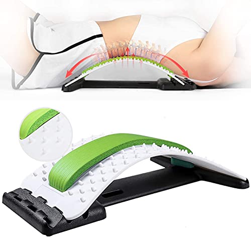 SUNXZZ Back Stretcher, Upgraded Multi-Level Back Cracking Device for Bed & Chair & Car, Multi-Level Lumbar Support Stretcher Spinal, Lower and Upper Muscle Pain Relief (White-Green)